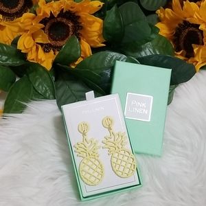 Pink Linen Pineapple Earrings